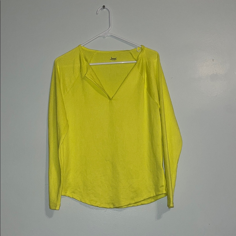 Jenni Neon Yellow Long Sleeve Top